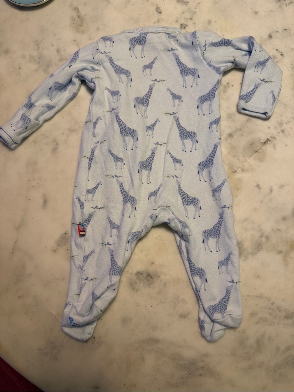 Magnetic Me Light Blue Giraffe-Print Footed One-Piece